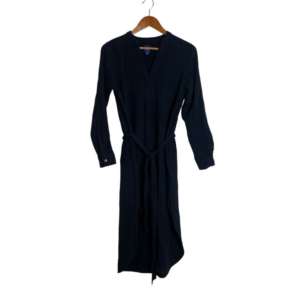 Gap black cotton gauze long sleeve dress. Size xsp